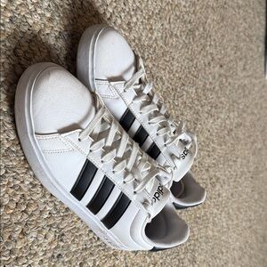 Adidas Classic White and Black Striped Sneakers